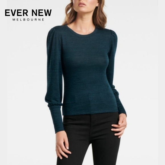 Ever New Tops - XXS/XS Ever New Melbourne Ines Blouson-Sleeve Long Sleeve Top - Teal